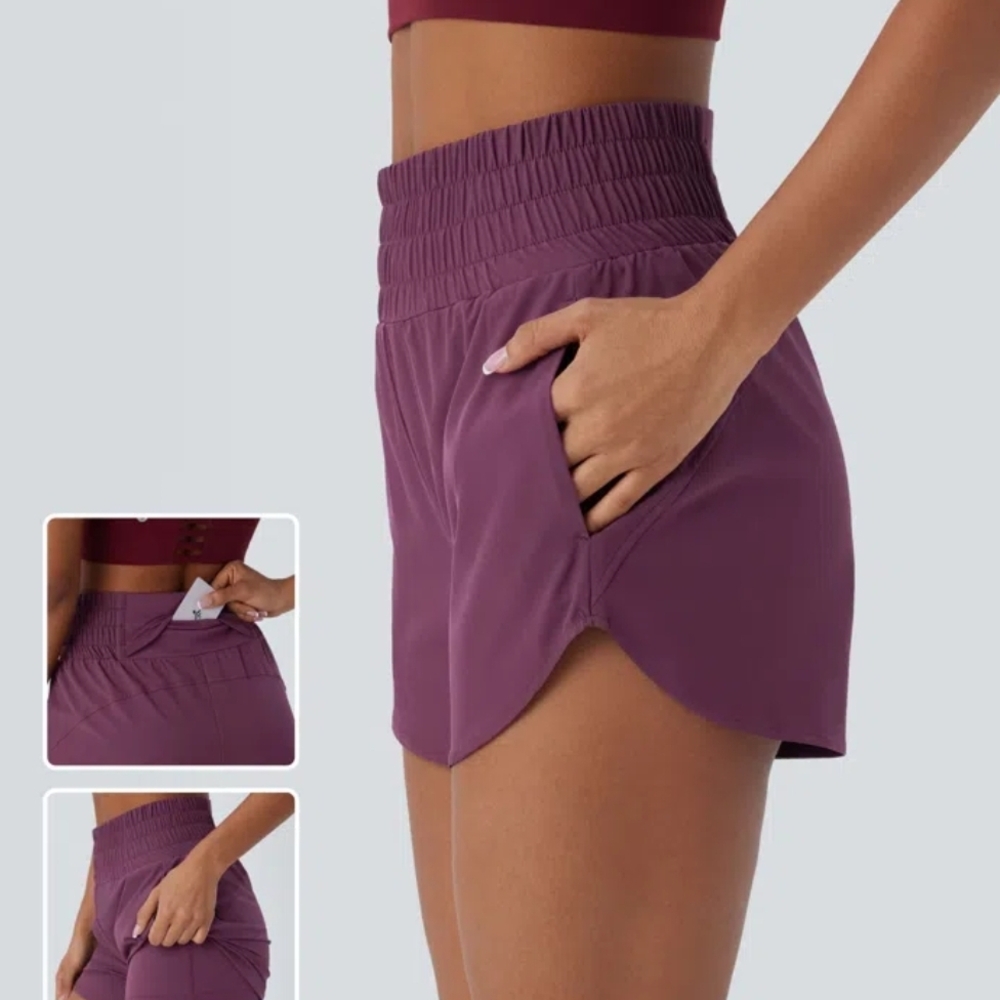 HALARA Women’s High-Rise Workout Shorts in Plum